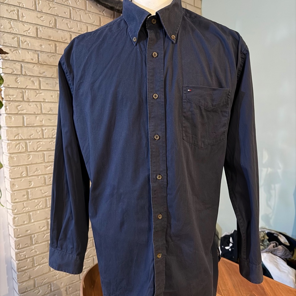 Vintage 90s Tommy Hilfiger Navy Button Down Shirt XL